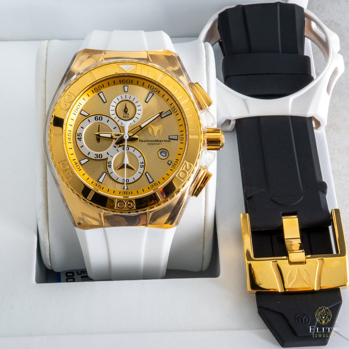 Oferta: TechnoMarine Gold & Gold + Pantallas Oro 14K - Elite Jewelry Store 