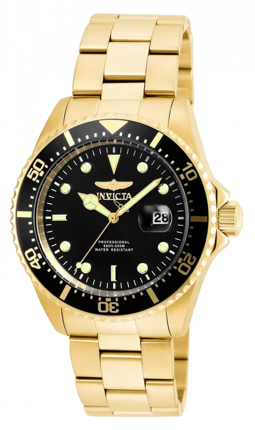 Invicta Men's 22062 Pro Diver Quartz 3 Hand Black Dial Watch