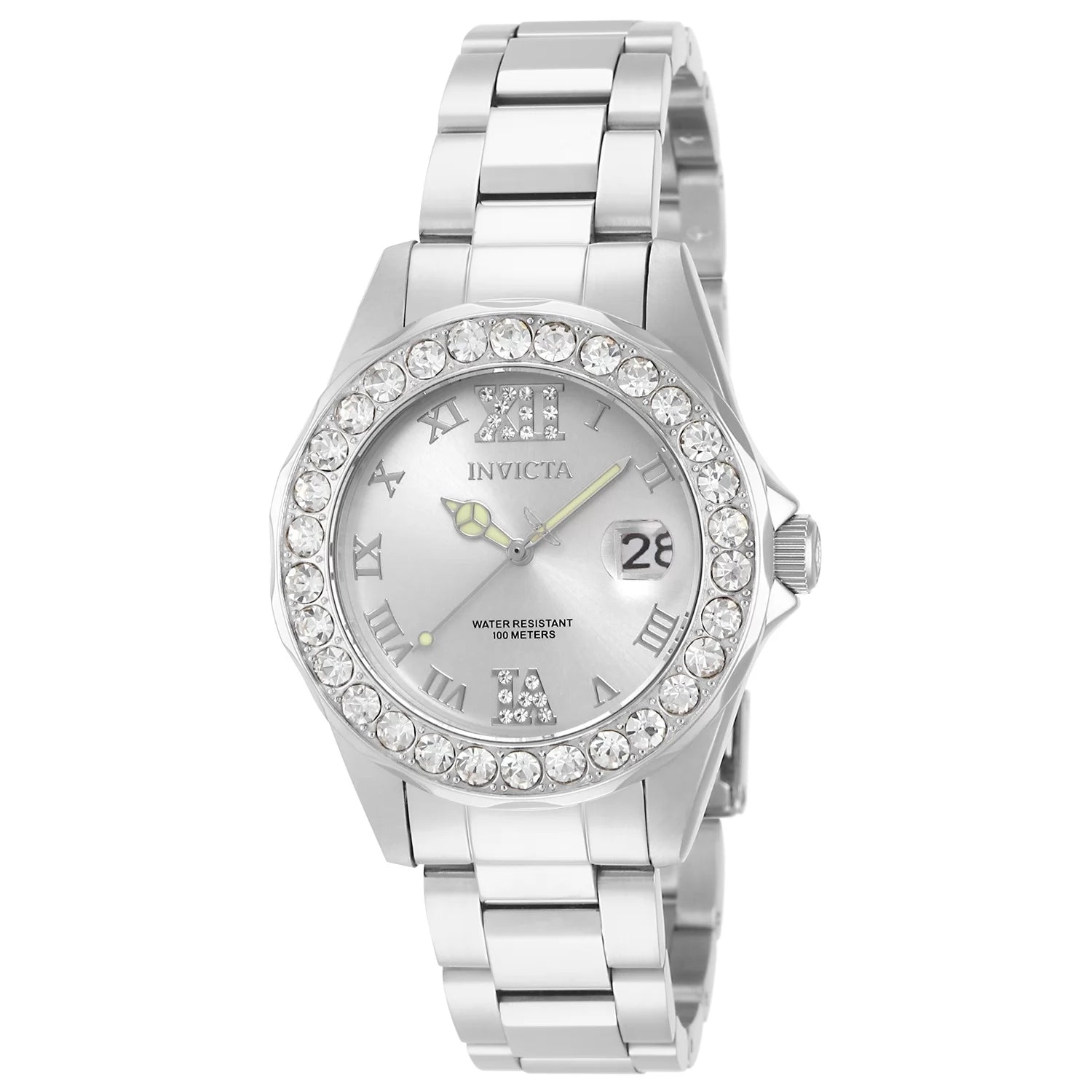Invicta Women's 15251 Pro Diver Quartz 3 Hand Silver Dial Watch