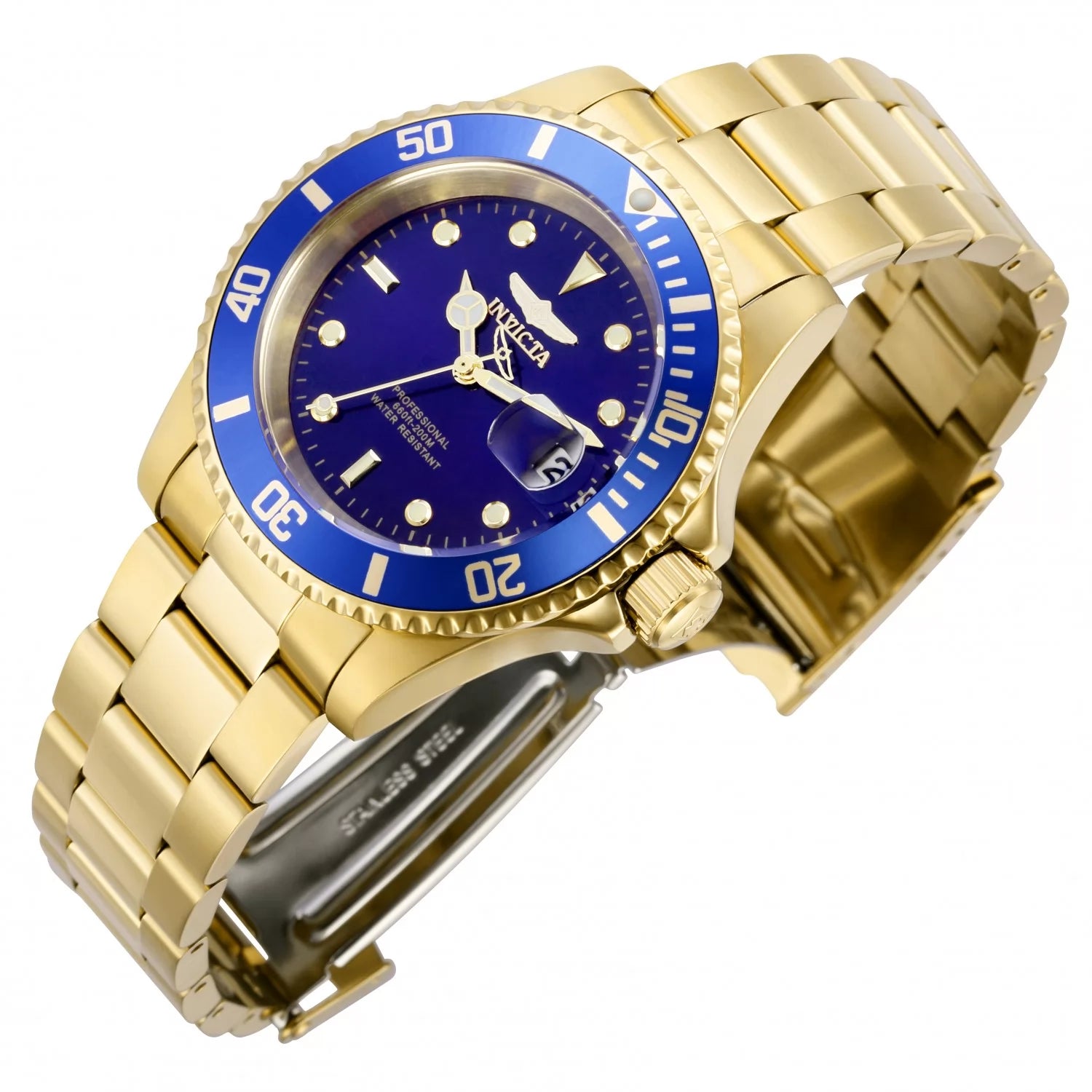 Invicta 40mm Pro Diver Dorado / Azul (Compra 2 Relojes y Recibe 1 Perfume Lattafa Mini Gratis)