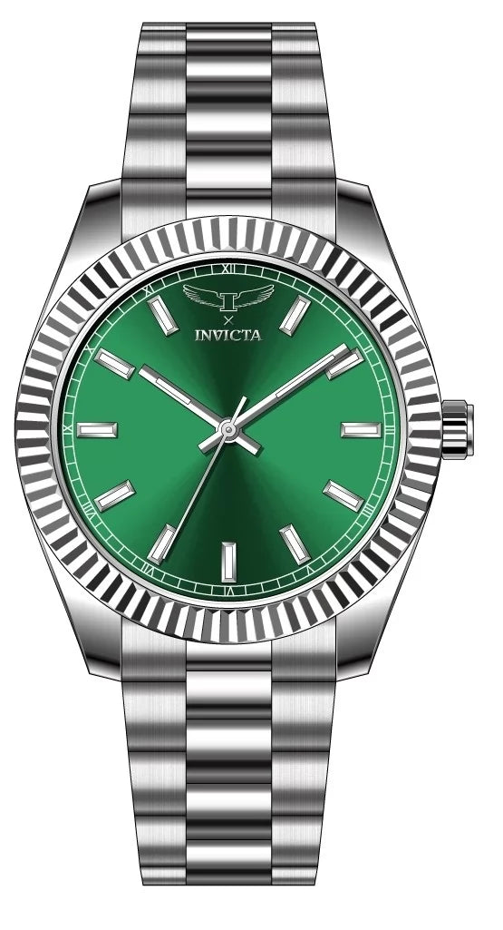 Invicta 40mm Specialty Plata / Verde (Compra 2 Relojes y Recibe 1 Perfume Lattafa Mini Gratis)