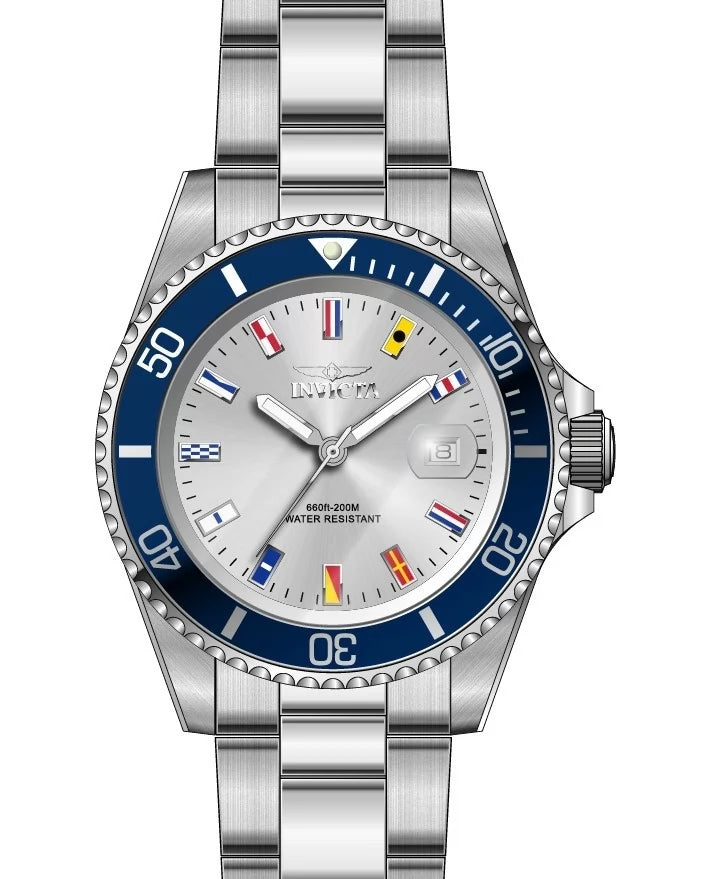 Invicta Men's 49885 Pro Diver  Quartz 3 Hand Silver Dial Watch