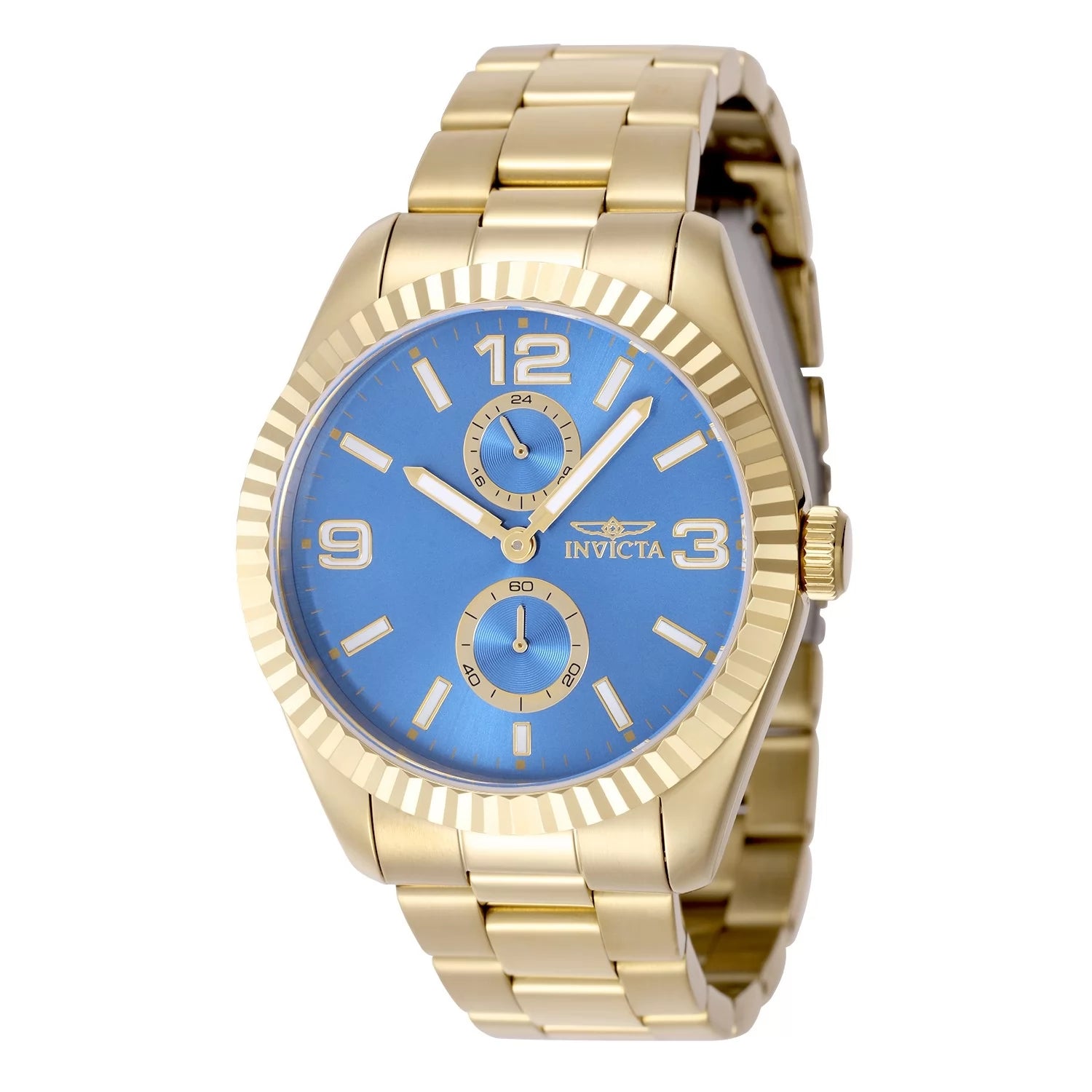 Invicta 43mm Specialty Dorado / Baby Blue (Compra 2 Relojes y Recibe 1 Perfume Lattafa Mini Gratis)
