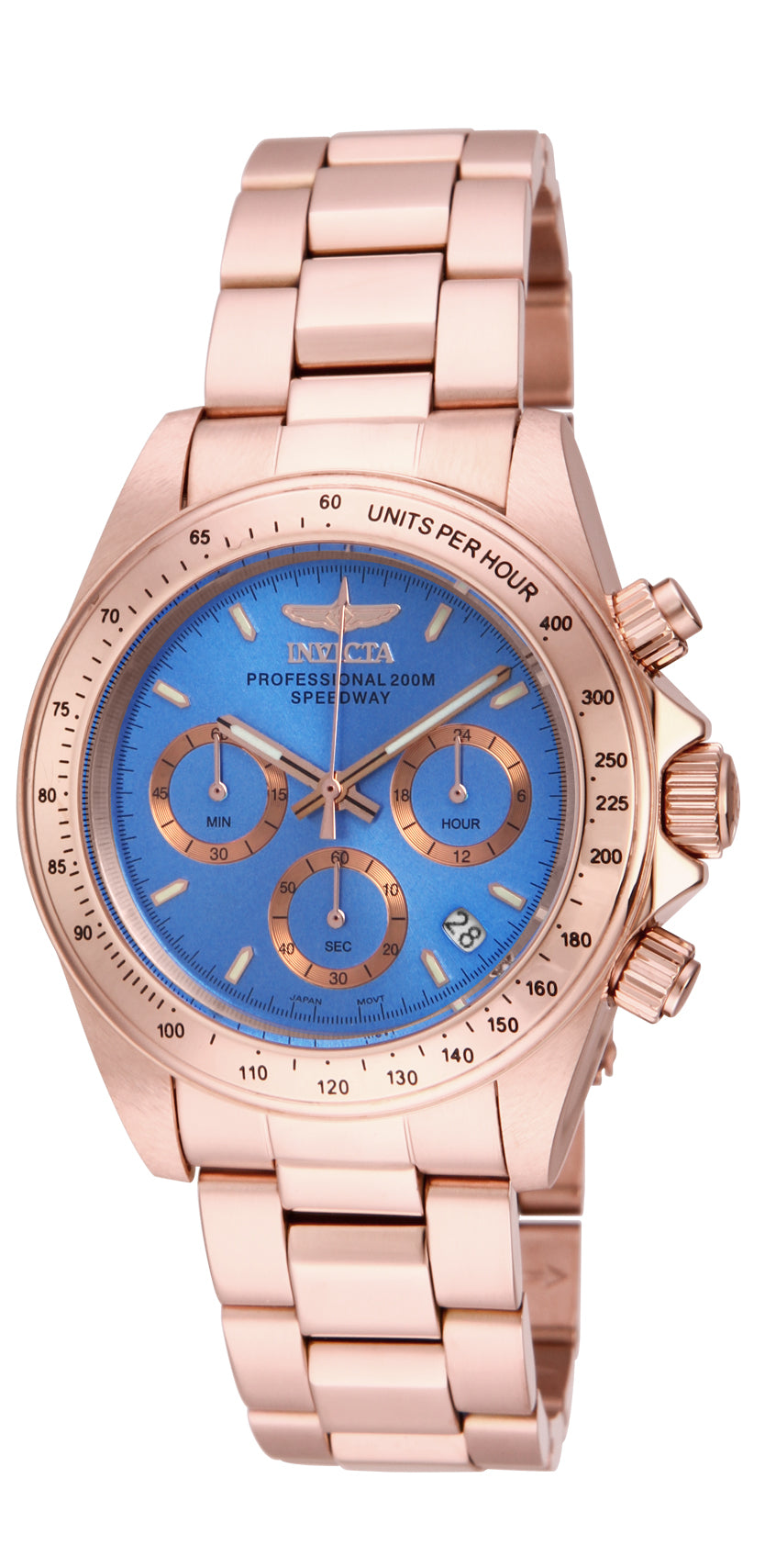 Invicta 40mm Speedway Oro Rosado/Azul (Compra 2 Relojes y Recibe 1 Perfume Lattafa Mini Gratis)