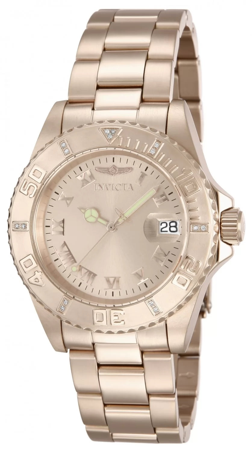 Invicta Men's 12821 Pro Diver Quartz 3 Hand Rose Gold Dial Watch