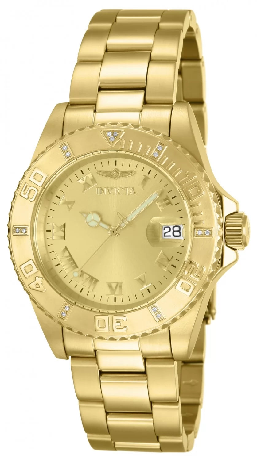 Invicta Men's 12820 Pro Diver Quartz 3 Hand Gold Dial Watch