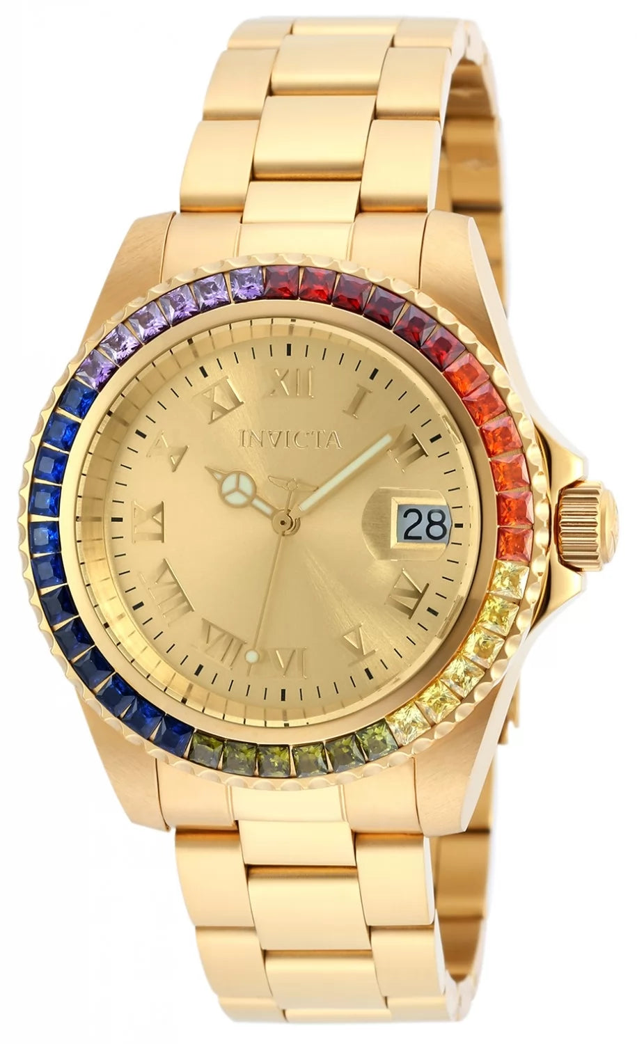 Invicta Men's 20022 Angel Quartz 3 Hand Gold Dial Watch