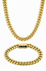 Oferta #125: Set Cubana 8mm Dorado + Pulsera
