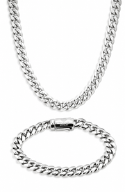 Oferta #126: Set Cubana 8mm Plata + Pulsera