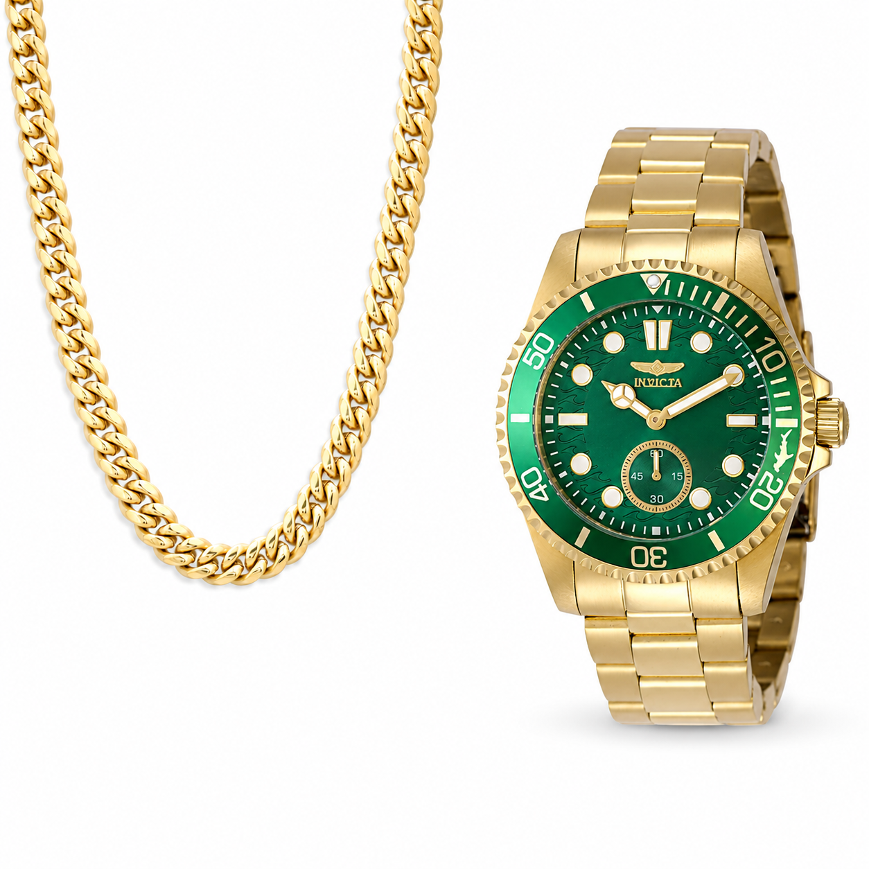 Oferta #131: Invicta Dorado/Verde + Cubana 8mm
