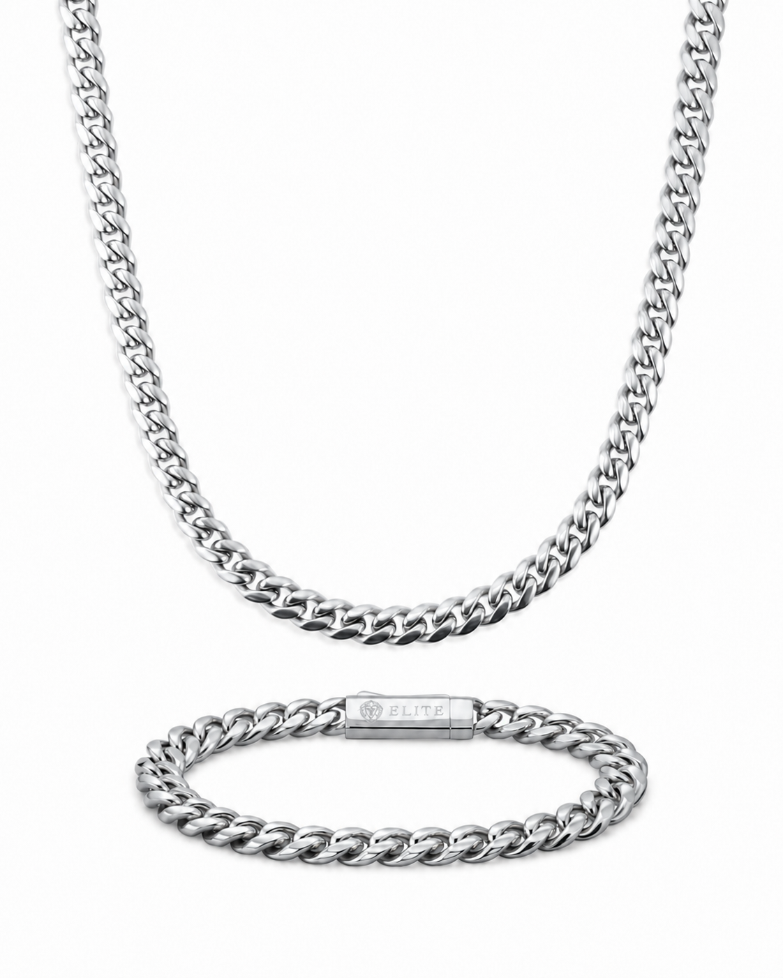 Oferta #106: Set Cubana Miami 5mm Plata + Pulsera