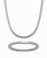 Oferta #106: Set Cubana Miami 5mm Plata + Pulsera