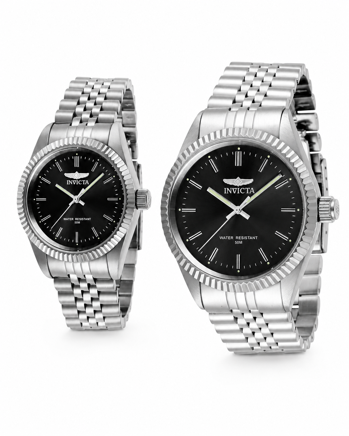 Oferta #107: Set de Pareja Invicta Plata / Negro
