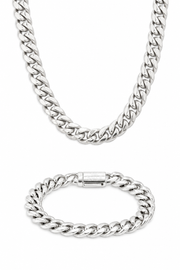 Oferta #117: Set Cubana 10mm Plata + Pulsera