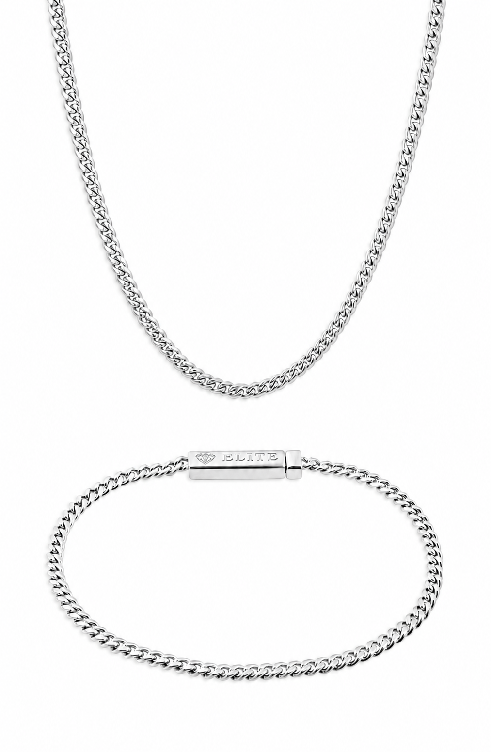 Oferta #124: Set Cubana 3mm Plata + Pulsera