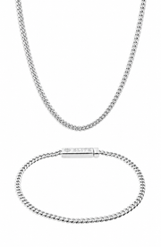 Oferta #124: Set Cubana 3mm Plata + Pulsera