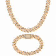 Oferta #84 – Set Cubana Cuadrada Full Iced 10mm (Cadena + Pulsera)