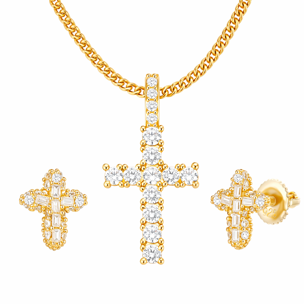 Oferta #1: Pendant Cruz Diamante + Pantallas De Cruz Delgadas + Cubana 3mm