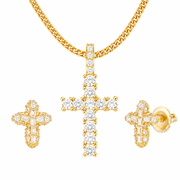 Oferta #1: Pendant Cruz Diamante + Pantallas De Cruz Delgadas + Cubana 3mm