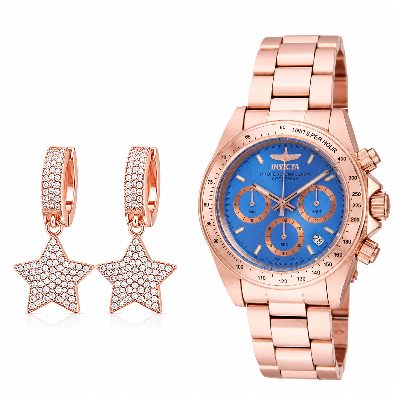 Invicta 40mm Speedway Oro Rosado/Azul + Pantallas