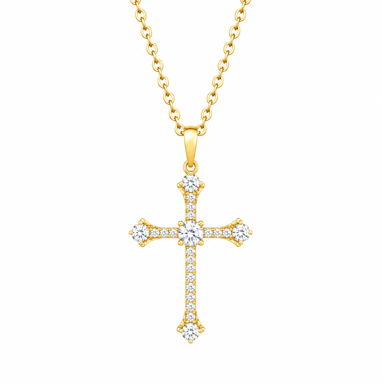 Oferta #28: Pendant Cruz Luz Divina 100% Moissanite + Cadena Gratis + Pantallas 100% Moissanite 4mm