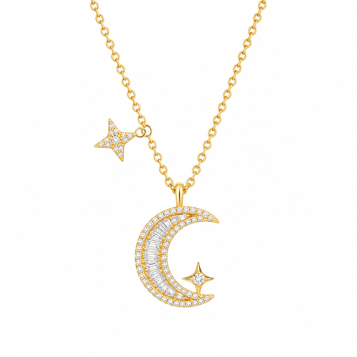Pendant Luna Eterna 100% Moissanite + Cadena Gratis