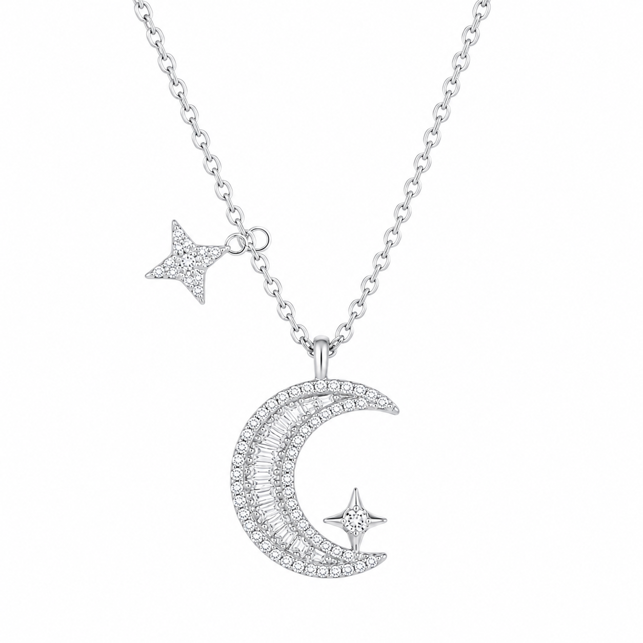 Pendant Luna Eterna 100% Moissanite + Cadena Gratis