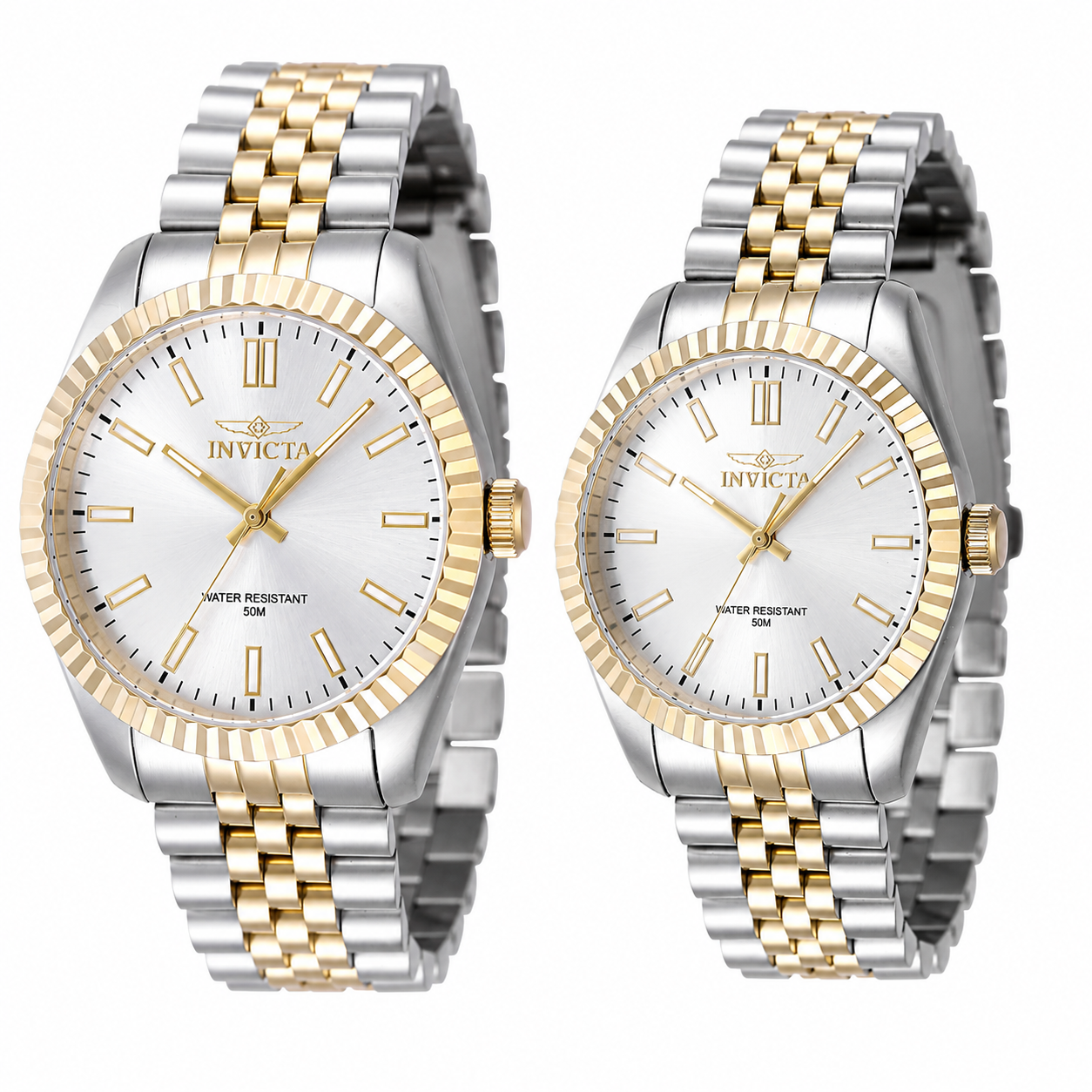Set de Pareja: Invicta 43mm y 36mm Specialty (2) Tonos Fondo Blanco