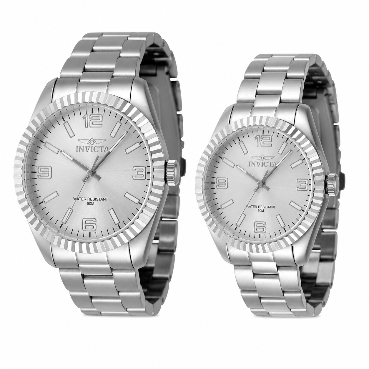 Set de Pareja: Invicta 43mm y 36mm Specialty Plata