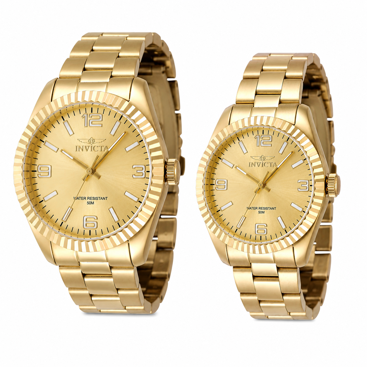 Set de Pareja: Invicta 43mm y 36mm Specialty Oro con Oro