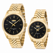 Set de Pareja: Invicta 43mm y 36mm Specialty Oro con Negro