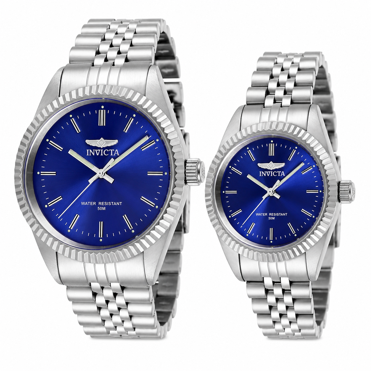 Set de Pareja: Invicta 43mm y 36mm Specialty Plata / Azul