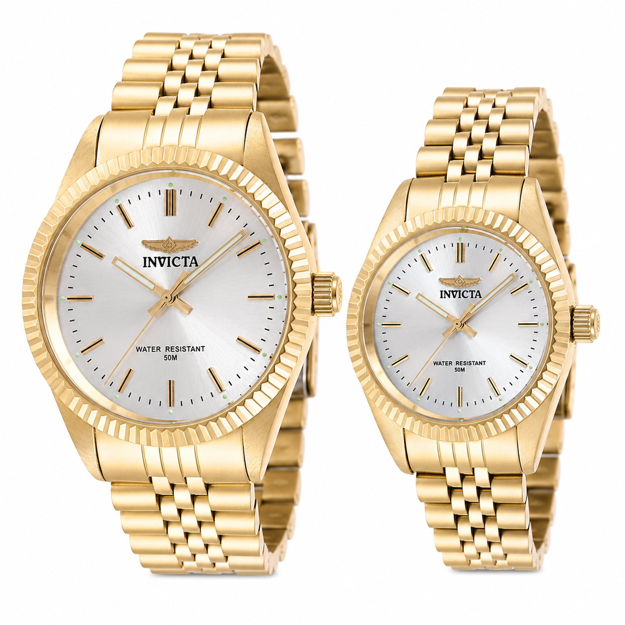 Set de Pareja: Invicta 43mm y 36mm Specialty Dorado / Blanco