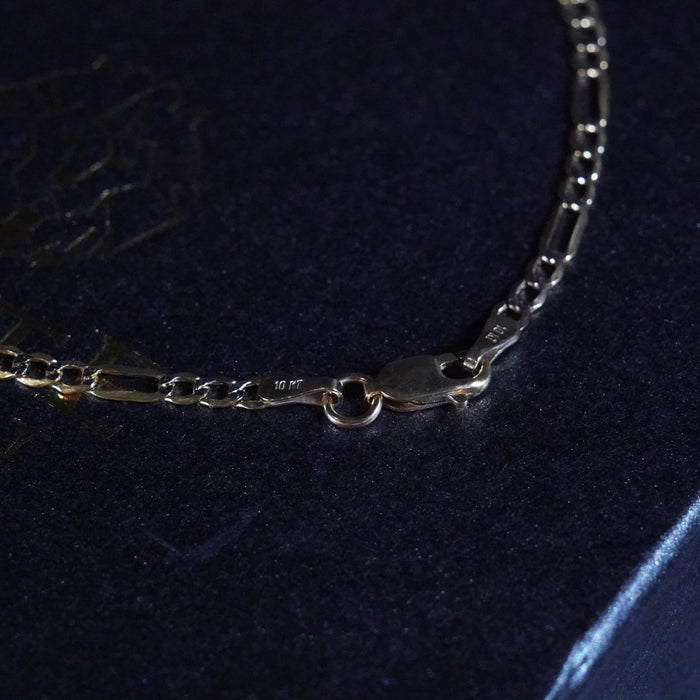Pulsera Figaro Pave 3mm Oro 10K