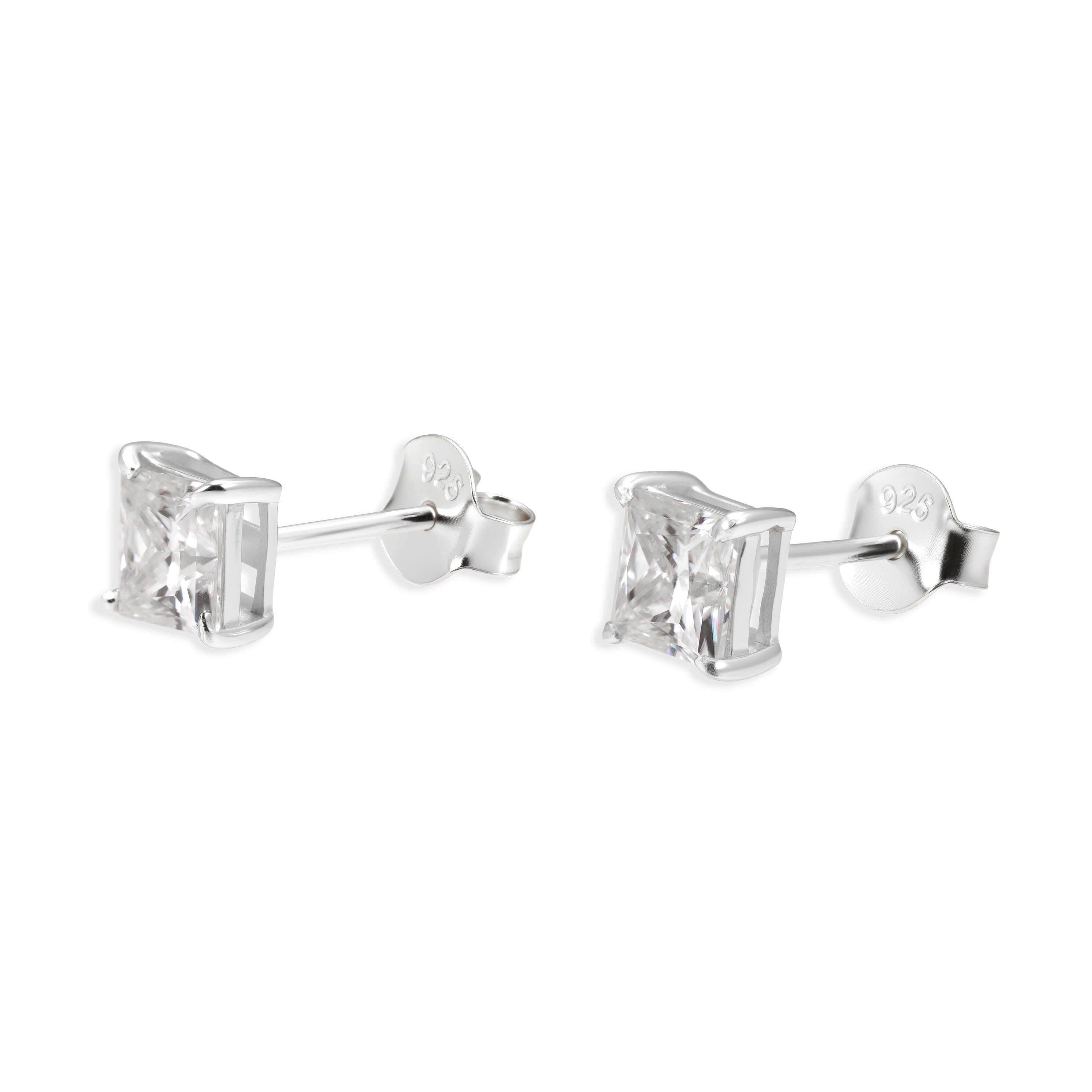 Dormilonas Cuadradas - 100% Moissanite (Plata)