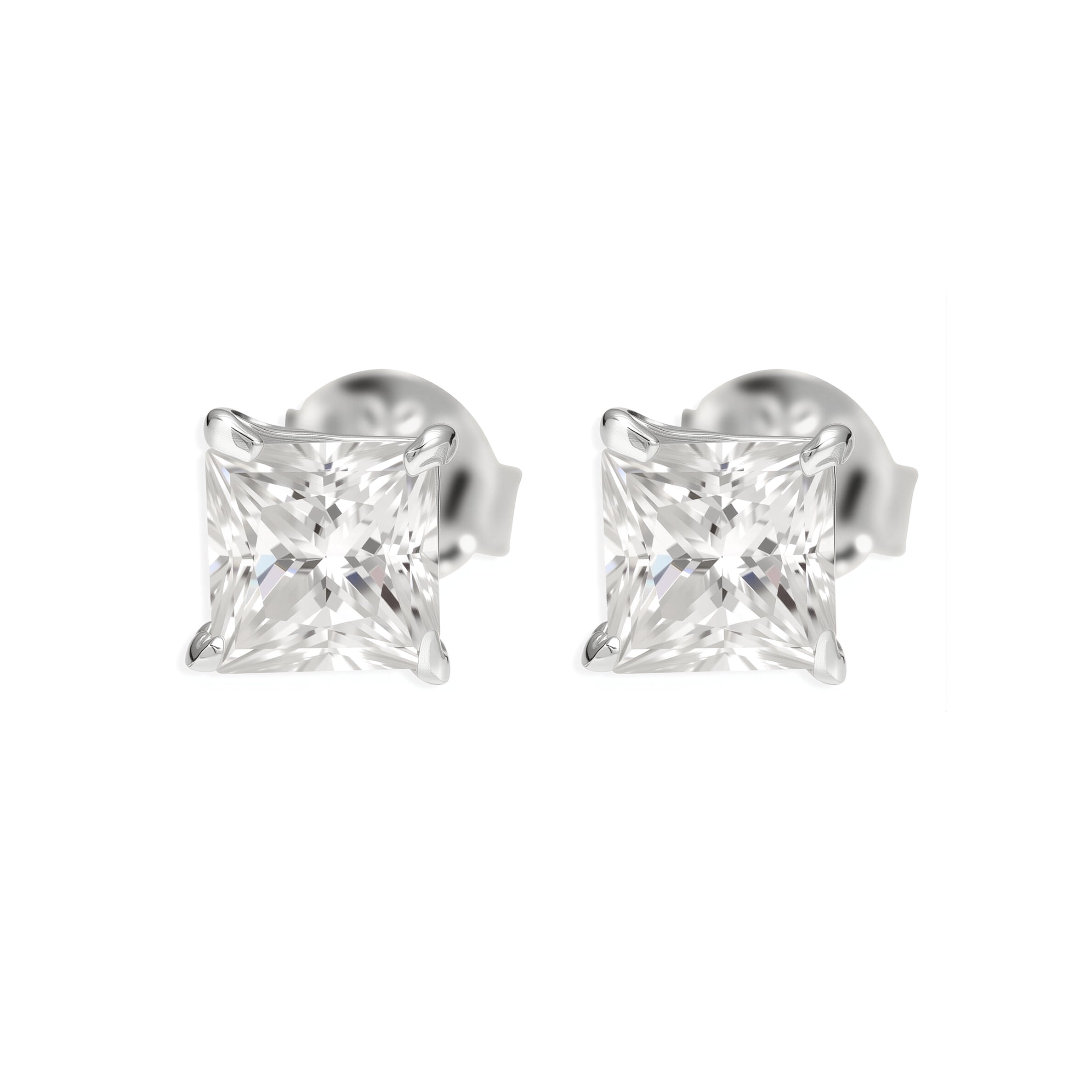 Dormilonas Cuadradas - 100% Moissanite (Plata)