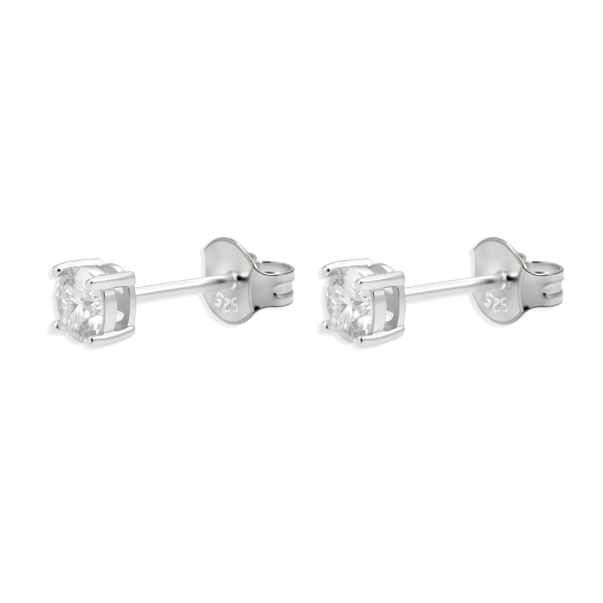 Pantallas Dormilonas 4mm - 100% Moissanite (Plata)
