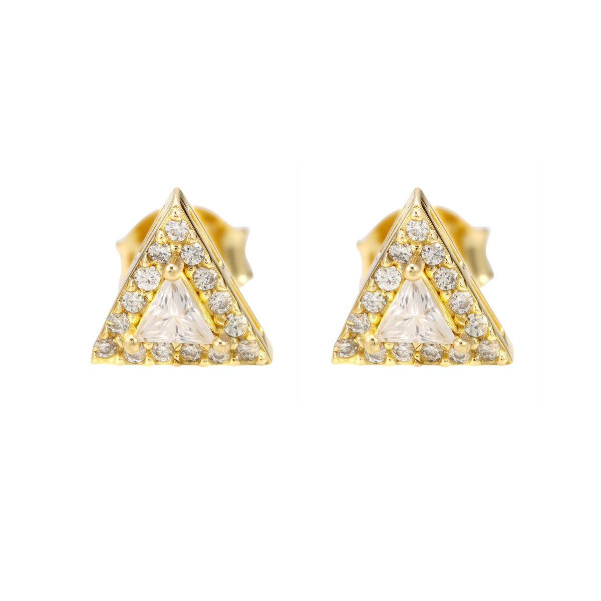 Pantallas Triangulares 7mm - 100% Moissanite (Dorado)