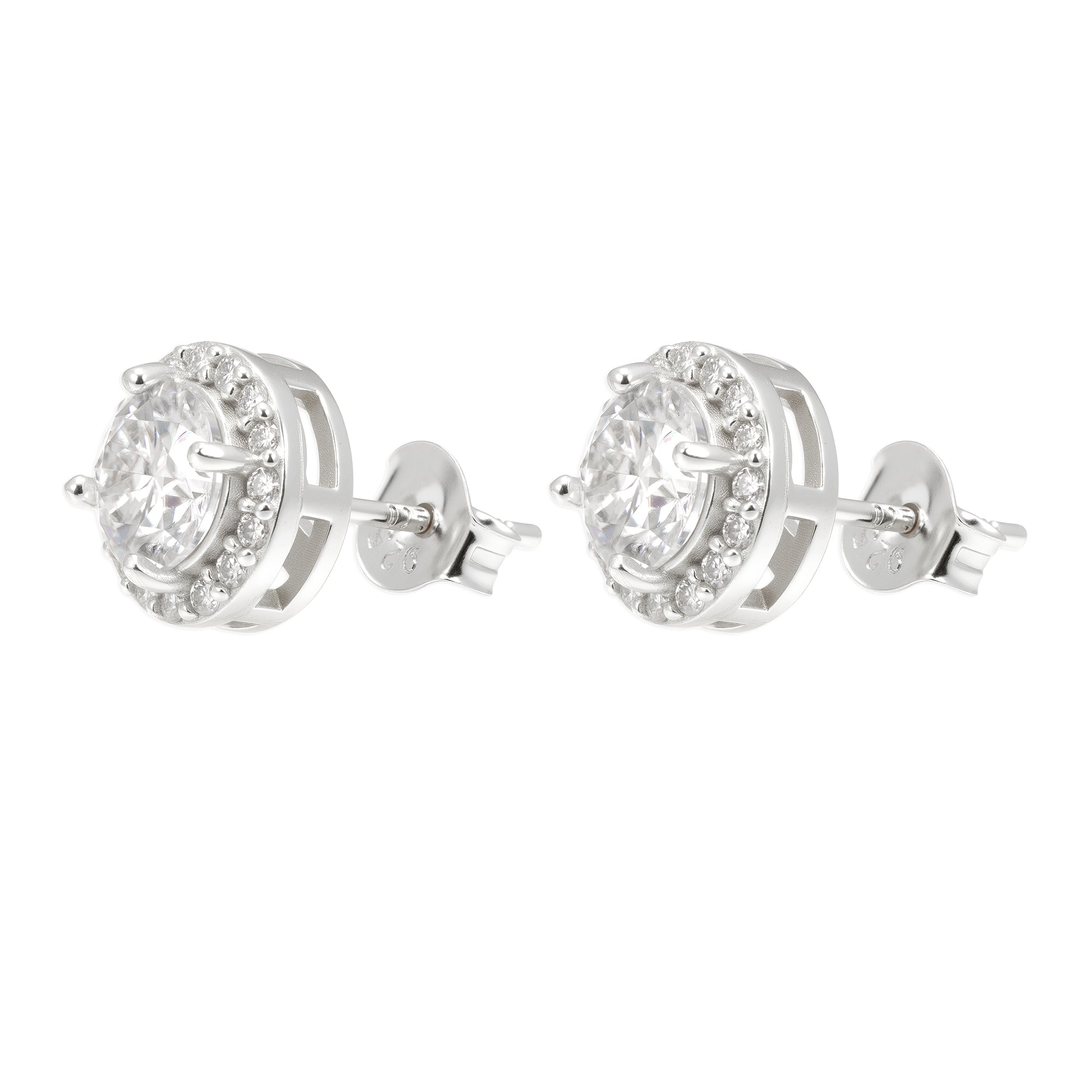 Pantallas Redondas 9mm - 100% Moissanite (Plata)