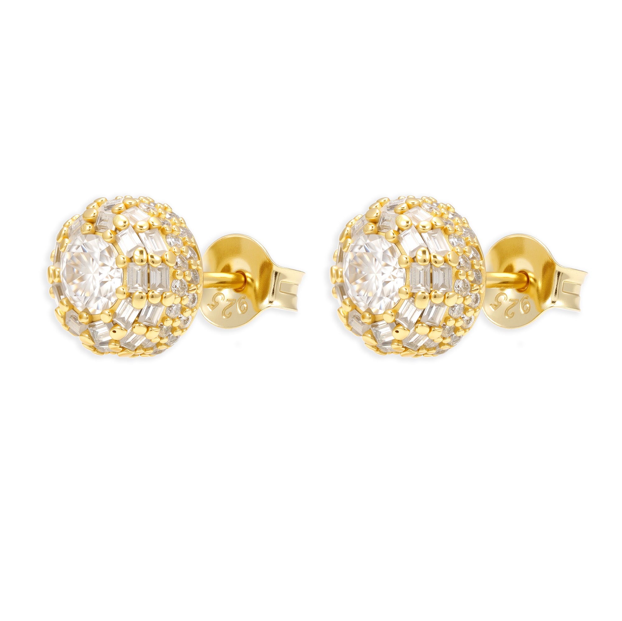 Pantallas Halo Baguette - 100% Moissanite (Dorado)