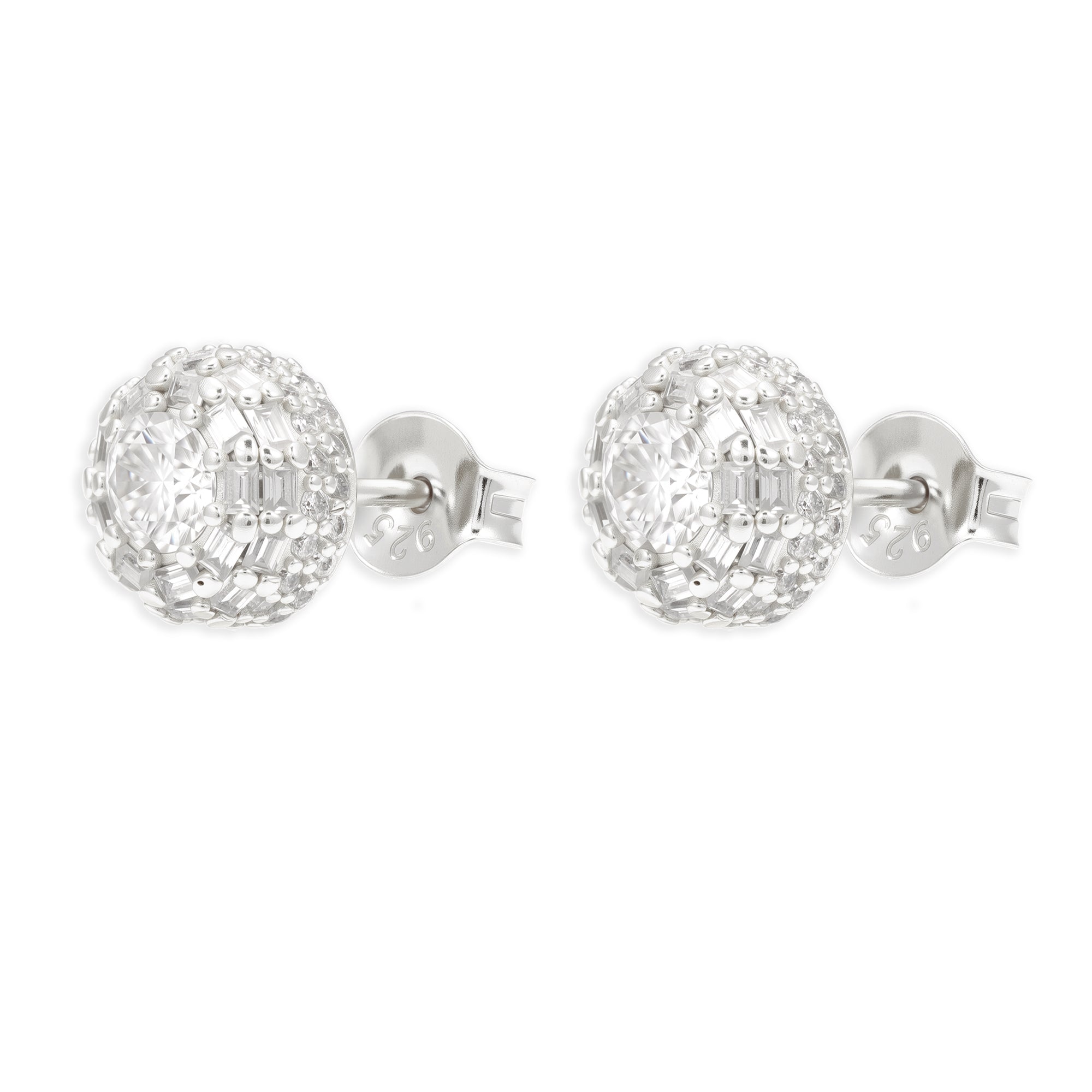 Pantallas Halo Baguette - 100% Moissanite (Plata)