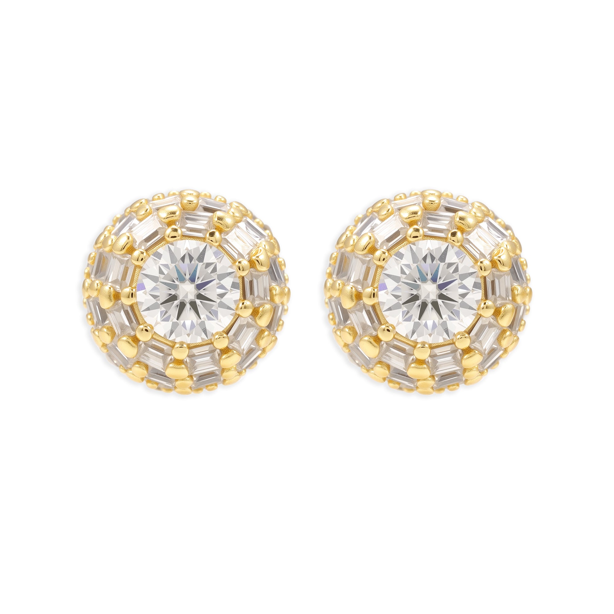 Pantallas Halo Baguette - 100% Moissanite (Dorado)