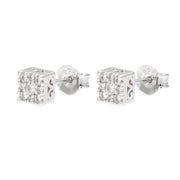 Pantallas Cuadradas Halo - 100% Moissanite (Plata)