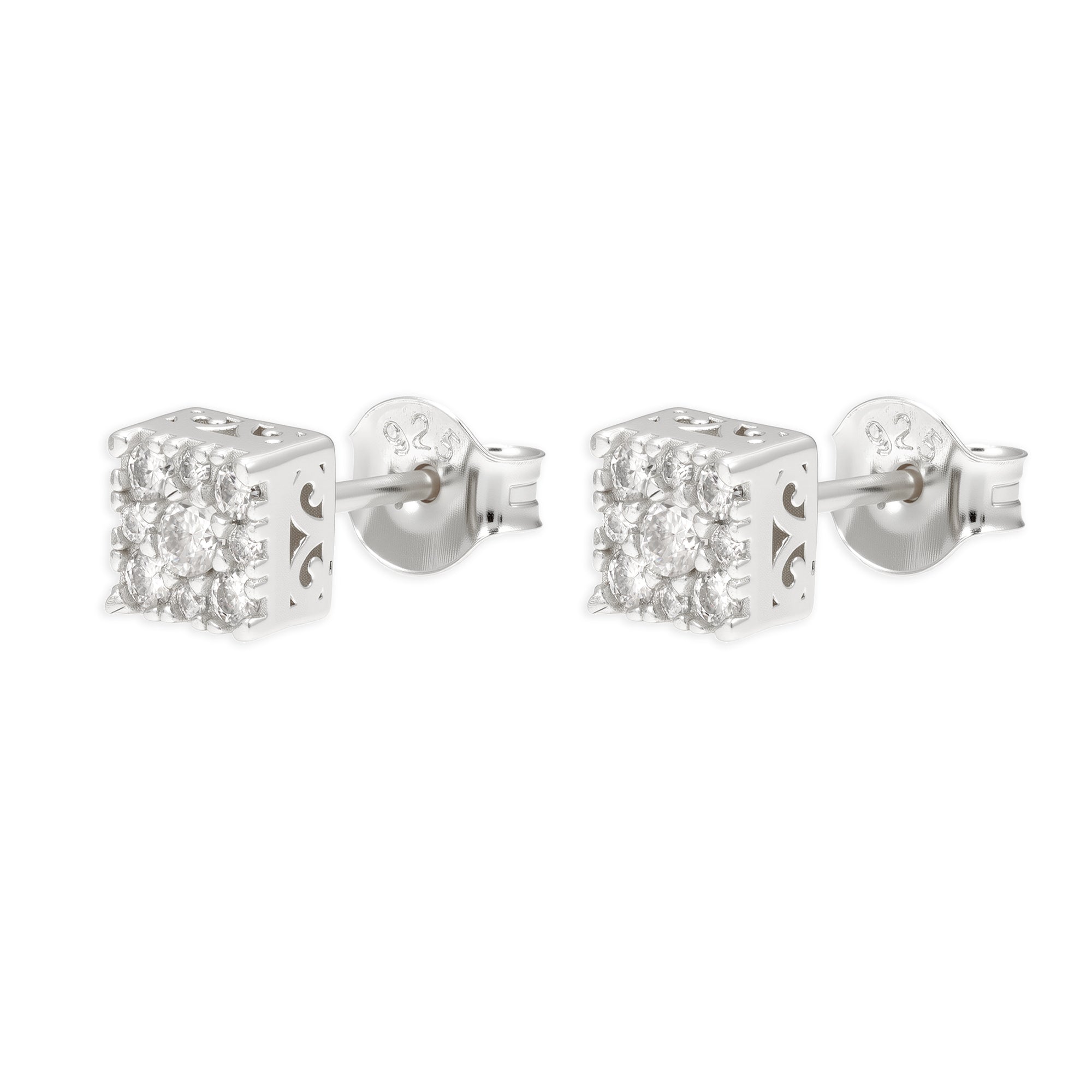 Pantallas Cuadradas Halo - 100% Moissanite (Plata)