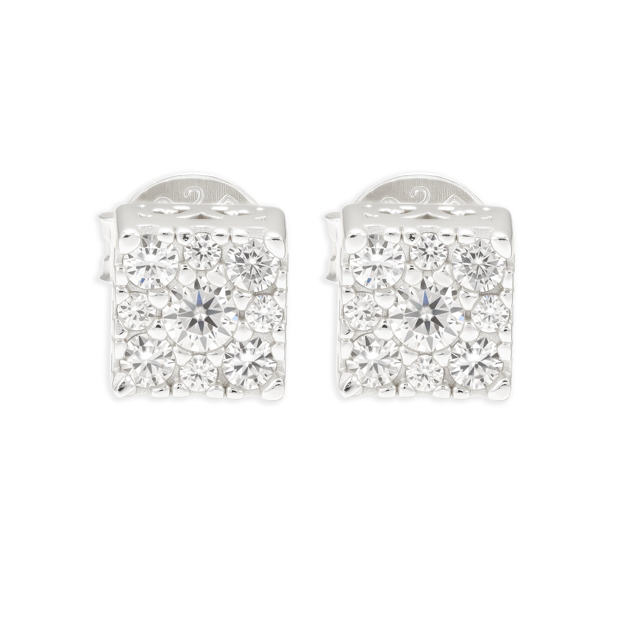 Pantallas Cuadradas Halo - 100% Moissanite (Plata)