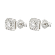 Pantallas Cuadradas Corona - 100% Moissanite (Plata)
