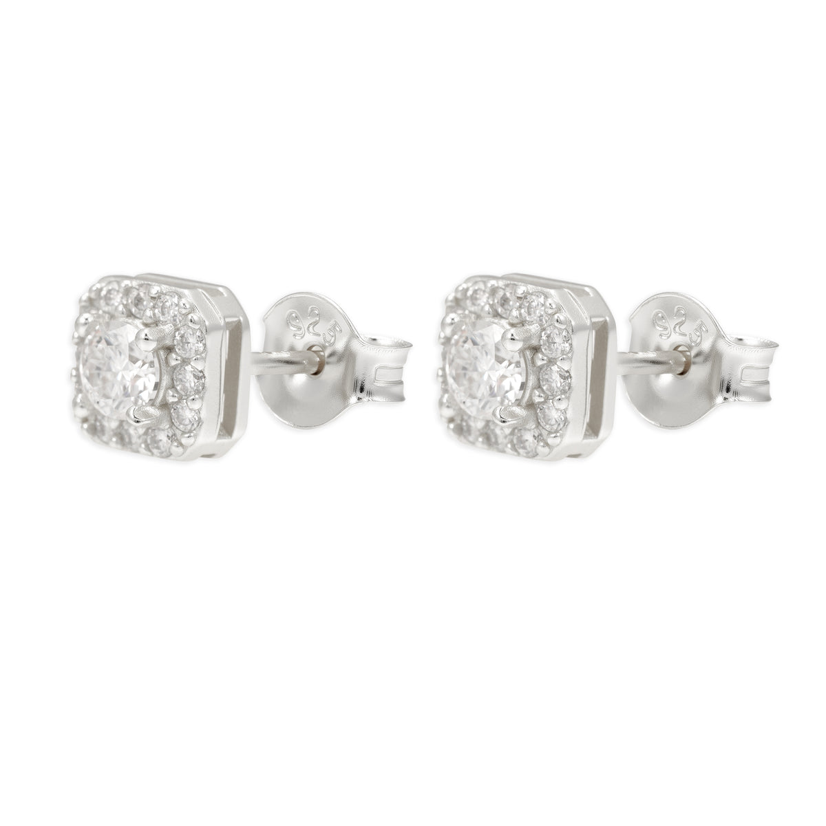 Pantallas Cuadradas Corona - 100% Moissanite (Plata)
