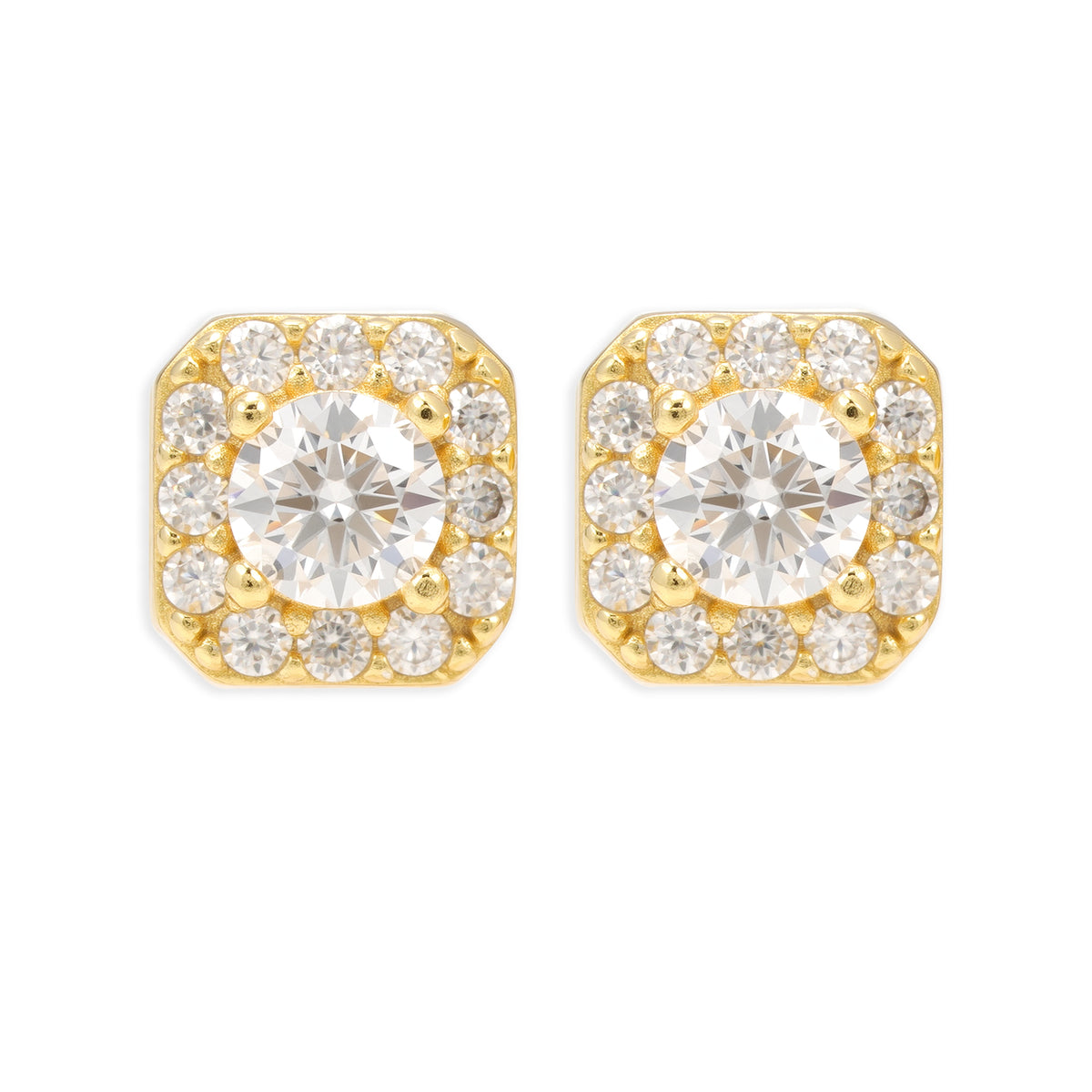 Pantallas Cuadradas Corona - 100% Moissanite (Dorado)
