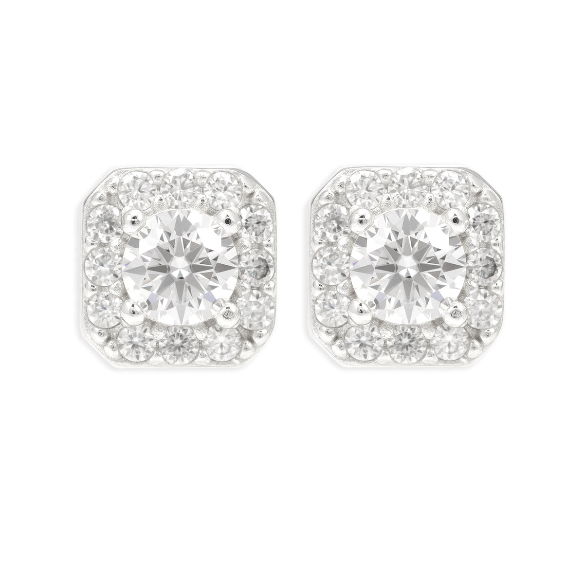 Pantallas Cuadradas Corona - 100% Moissanite (Plata)