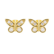 Pantallas De Mariposa - 100% Moissanite (Dorado)